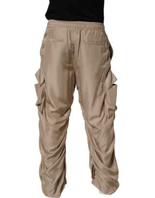 Pantalones jogger para hombre marrones con pliegues y estilo cargo paracaídas