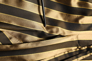 Gold Black Stripe Satin Tapered Leg Men Pants
