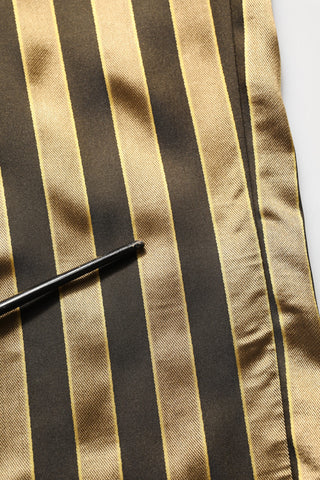 Gold Black Stripes Satin Tapered Leg Pants