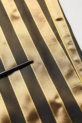 Gold Black Stripes Satin Tapered Leg Pants