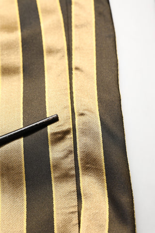 Gold Black Stripes Satin Tapered Leg Pants