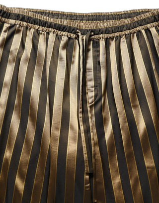 Gold Black Stripes Satin Tapered Leg Pants