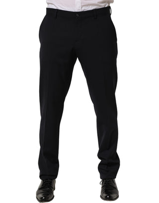 Black Wool Tapered Leg Dress Trouser Pants