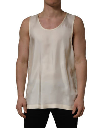 Off White Silk Sleeveless Tank Top T-shirt