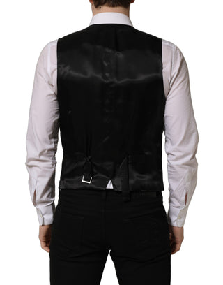 Black Wool Single Breasted Waistcoat Vest