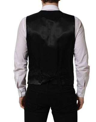 Black Wool Single Breasted Waistcoat Vest