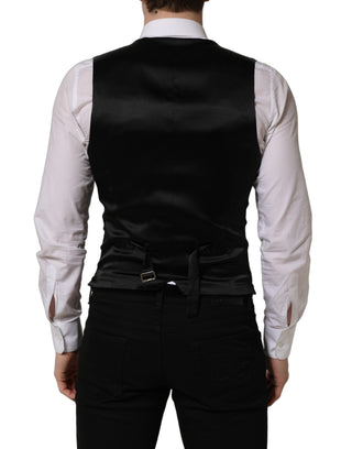 Black Wool Single Breasted Waistcoat Vest