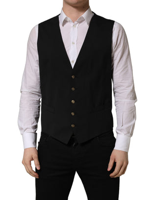 Black Single Breasted Men Waistcoat Vest