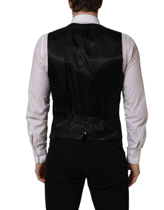 Black Wool Single Breasted Waistcoat Vest