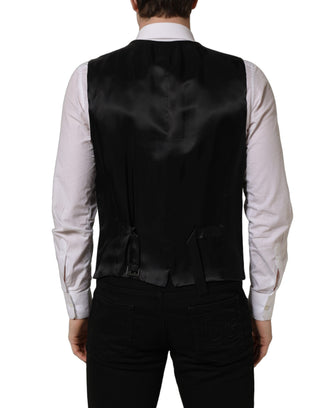 Black Wool Single Breasted Waistcoat Vest