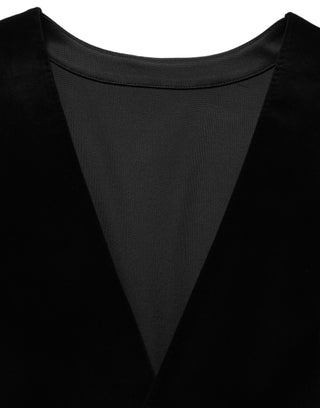 Black Cotton SingleBreasted Waistcoat Vest