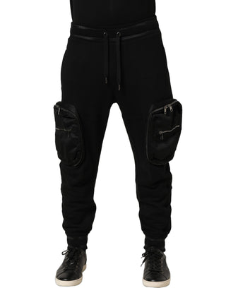 Black Mid Waist Cargo Jogger Sweatpants Pants