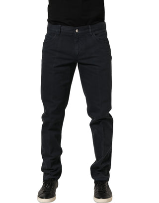 Black Cotton Mid Waist Skinny Men Denim Jeans
