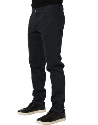 Black Cotton Mid Waist Skinny Men Denim Jeans