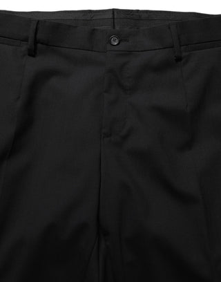 Traje formal de dos piezas negro de lana ajustado para hombre