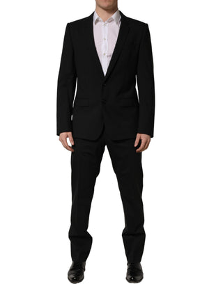 Black Wool Slim Fit Formal 2 Piece Men Suit