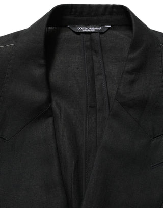 Black Linen Slim Fit Formal 2 Piece Suit