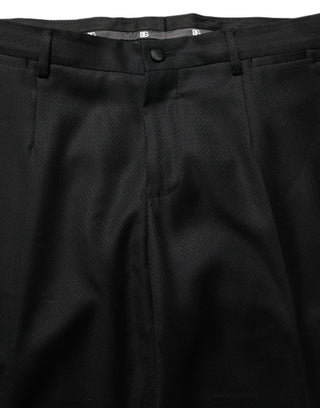 Traje formal de dos piezas negro de lana ajustado para hombre