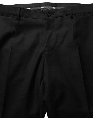 Traje formal de dos piezas negro de lana ajustado para hombre
