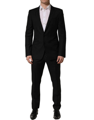 Black Wool Slim Fit Formal 2 Piece Men Suit