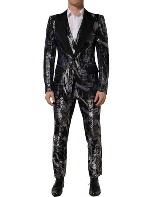 Dark Gray Jacquard Slim Fit Formal 3 Piece Suit