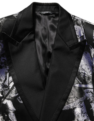Dark Gray Jacquard Slim Fit Formal 3 Piece Suit