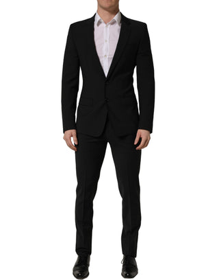 Black Wool Slim Fit Formal 2 Piece Men Suit