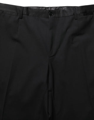 Black Wool Tapered Leg Dress Trouser Pants