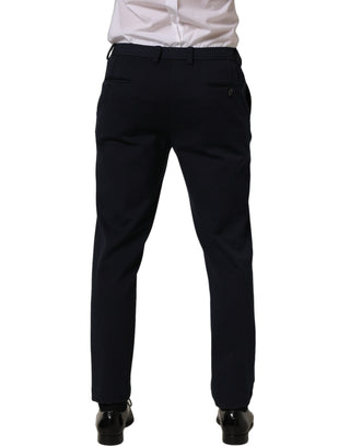 Black Cotton Tapered Leg Dress Trouser Pants