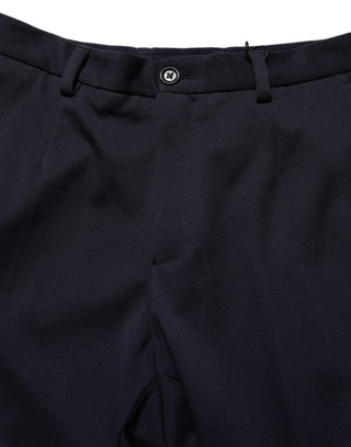 Black Cotton Tapered Leg Dress Trouser Pants