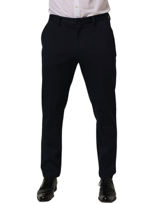 Black Cotton Tapered Leg Dress Trouser Pants