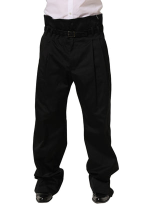 Pantalones de vestir de algodón negro con pierna recta