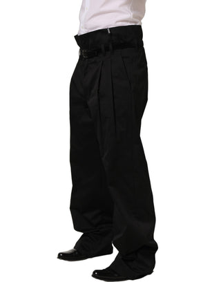Pantalones de vestir de algodón negro con pierna recta