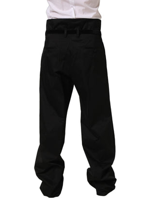 Pantalones de vestir de algodón negro con pierna recta