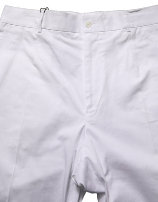 White Cotton Tapered Leg Dress Trouser Pants