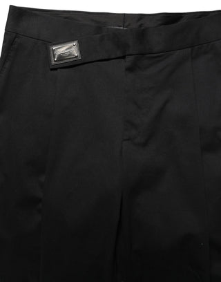 Pantalones de vestir de algodón negro con pierna recta