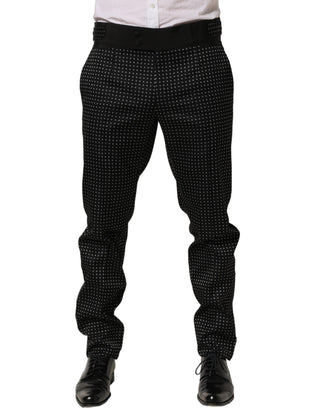 Pantalones de vestir de algodón negro con lunares  