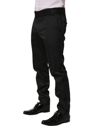 Pantalones de vestir de algodón negro con lunares  