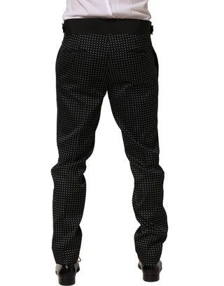 Pantalones de vestir de algodón negro con lunares  