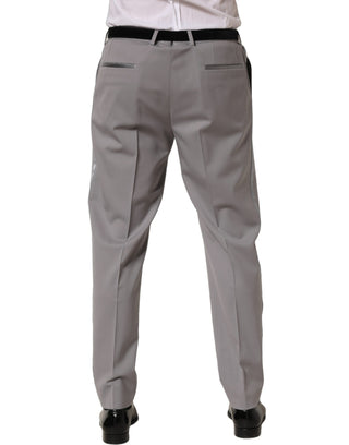 Gray Wool Tapered Men Dress Trouser Pants