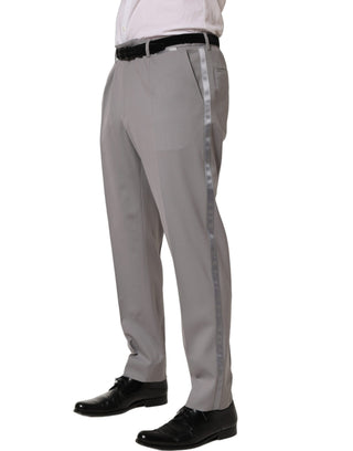 Pantalones de vestir para hombre de lana gris con pierna cónica  