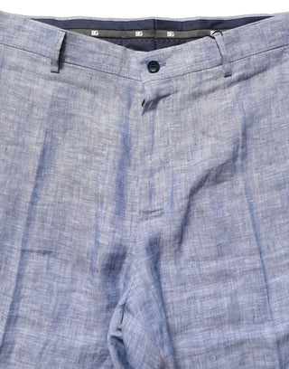 Light Blue Linen Straight Dress Trouser Pants