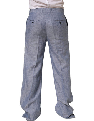 Light Blue Linen Straight Dress Trouser Pants