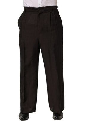 Brown Linen Straight Men Dress Trouser Pants