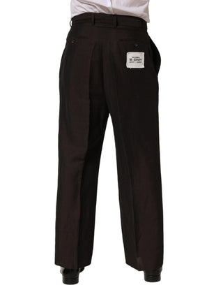 Brown Linen Straight Men Dress Trouser Pants