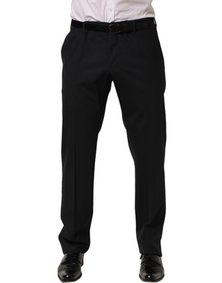 Black Wool Tapered Leg Dress Trouser Pants