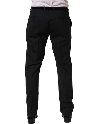 Pantalones de vestir de lana negra con pierna cónica