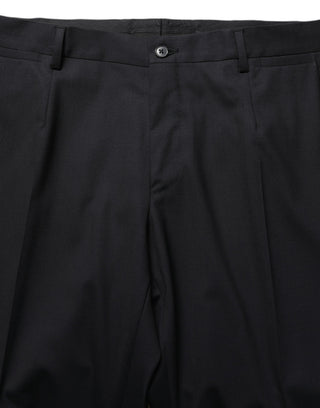 Pantalones de vestir de lana negra con pierna cónica