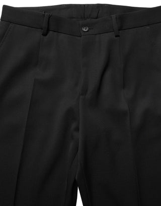 Black Wool Tapered Men Dress Trouser Pants