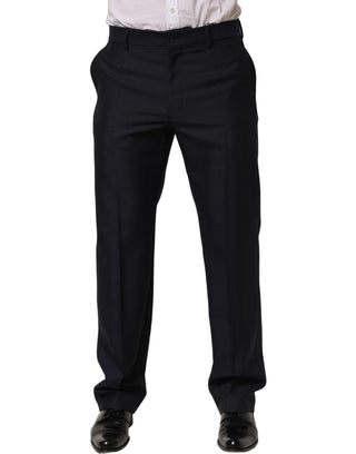 Black Wool Tapered Leg Dress Trouser Pants